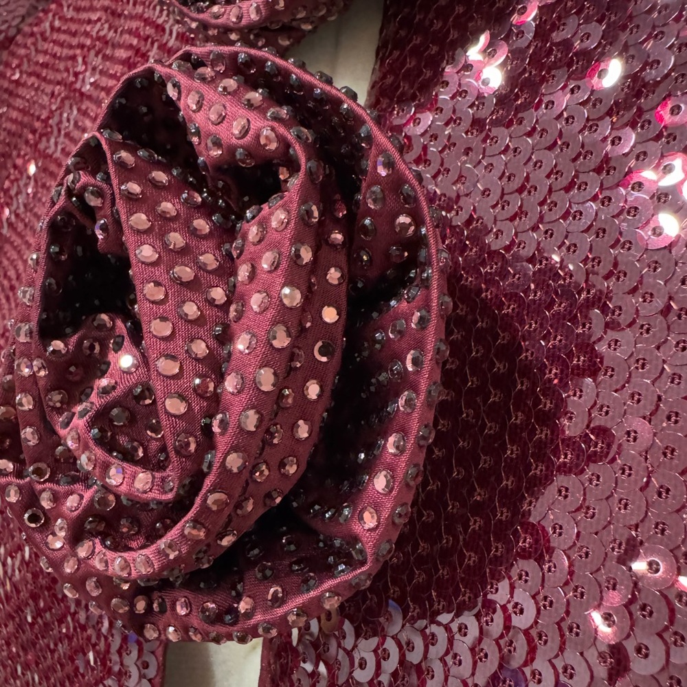 Rebecca Vallance Zelda puff-sleeve sequined mini dress burgundy - Picture 8 of 12